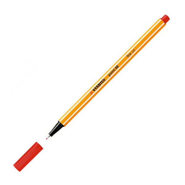 Ручка капиллярная Stabilo "Point 88" красная, 0,4мм 88/40