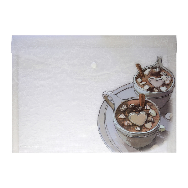 Папка-конверт на кнопке А4, 1отд., 180мкм, рисунок "Горячий шоколад" 14-036/06 BrunoVisconti