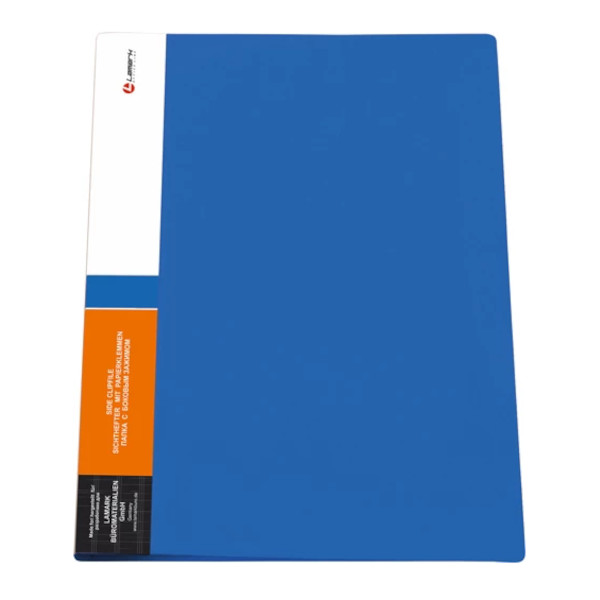 Папка с зажимом А4, 17мм, 600мкм, карман корешок, синий CF0142-BL Lamark