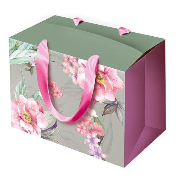 Пакет-коробка 27*20*13см "Цветы на сером" 0710.147 Арт Дизайн
