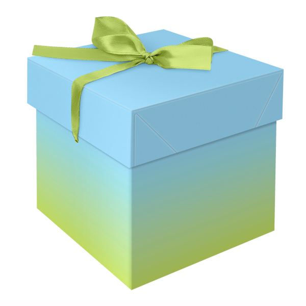 Коробка подарочная складная "Duotone. Blue-Green gradient" 15*15*15см, голуб./зеленый MS_54172 MESH.