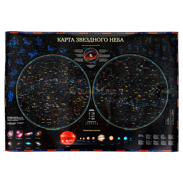 Карта настенная Globen звездное небо/планеты 1010*690мм, ламинация, в тубусе КН004