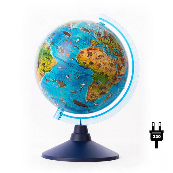 Глобус Globen D=21см Зоогеографический для детей, на подставке, с подсветкой К012100206