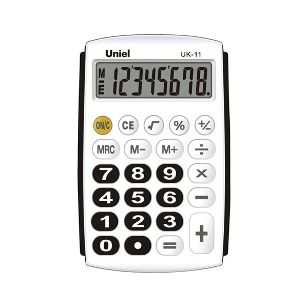 Калькулятор Uniel UK-11K (черный/белый) карманный 8р