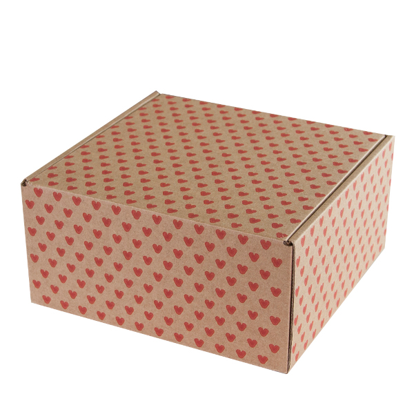 Коробка подарочная складная "Сердечки" 20*20*10см, крафт 2050652 Дон Баллон