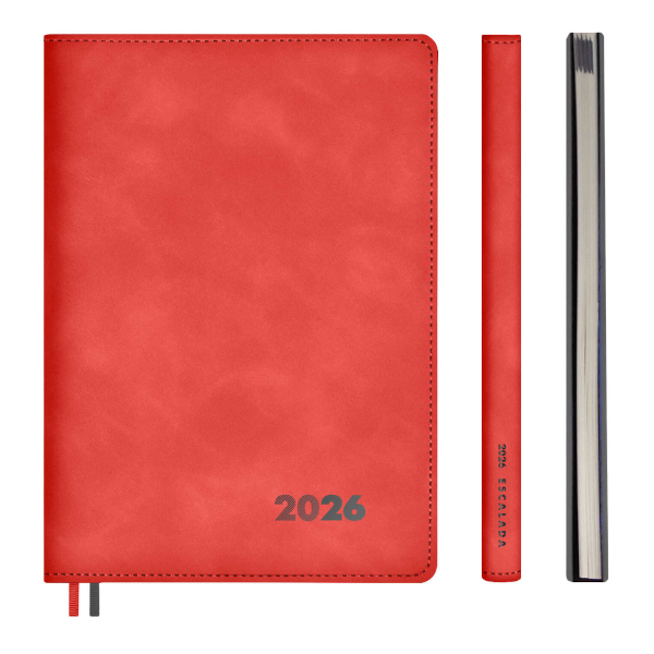 Еженедельник А5+ 2026 Escalada "Нубук" интегр.обл., иск.кожа, сшивка, коралловый 70333