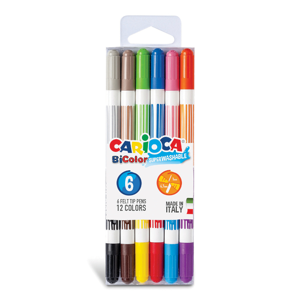 Фломастеры Carioca "BiColor" 12цв, 2-стор., смыв., карт. уп. 42269