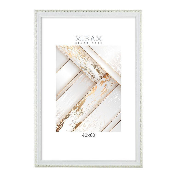 Фоторамка 40*60 пластик, багет 26мм, белый/золото, вставка пластик 642968-17 МИРАМ