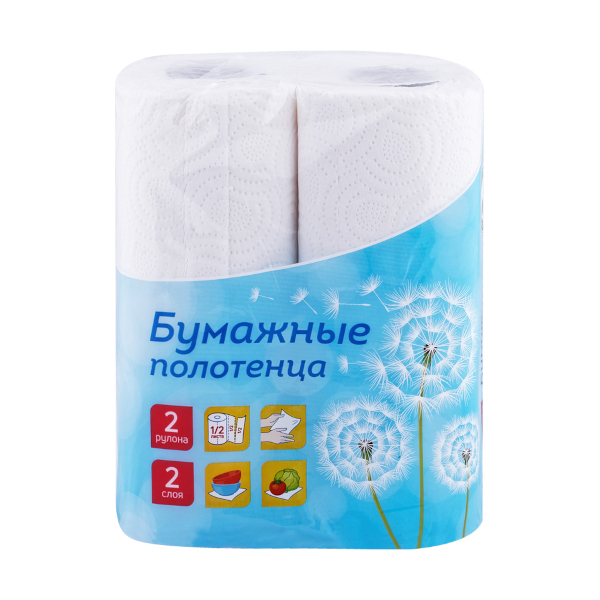 Полотенца бумажные двухслойные "OfficeClean" белые 2 рулона 249813