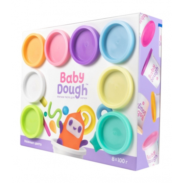 Тесто для лепки BabyDough 8цв, 100гр, пастель BD021