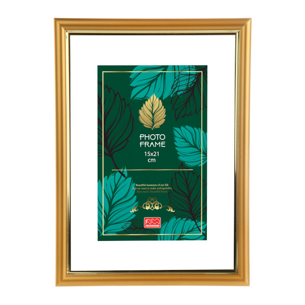 Фоторамка 15*21 пластик, багет 16мм, золото, вставка стекло, ножка 2-597РП1521 Полином