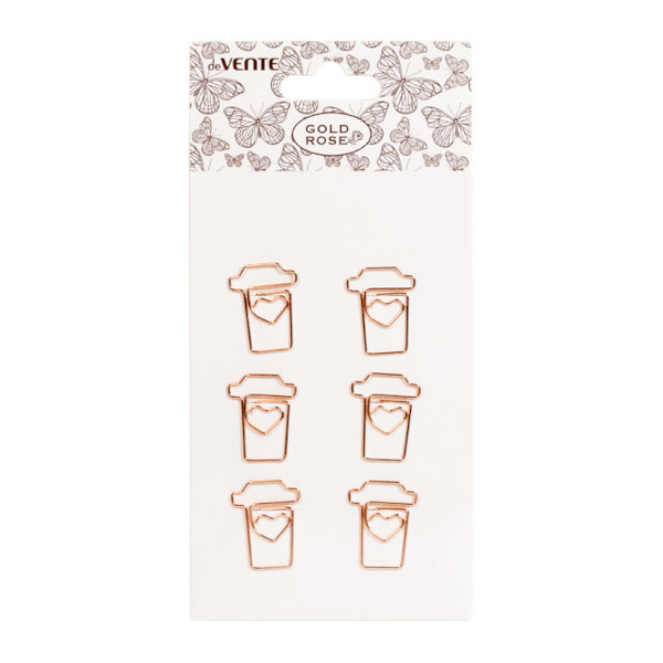 Скрепки фигурные deVENTE "Gold Rose. Coffee cup" 23*30мм, роз.золото 6шт 4135006