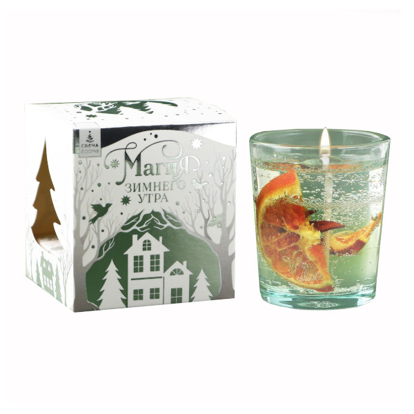Свеча новогодняя "Глинтвейн" гелевая с декором, 5*6см 9569046 Зимнее волшебство.