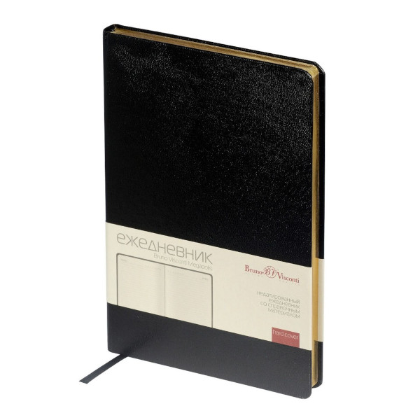 Ежедневник А4 не дат Bruno Visconti "Megapolis" тв.обл., черный, линейка, иск. кожа 3-026/02