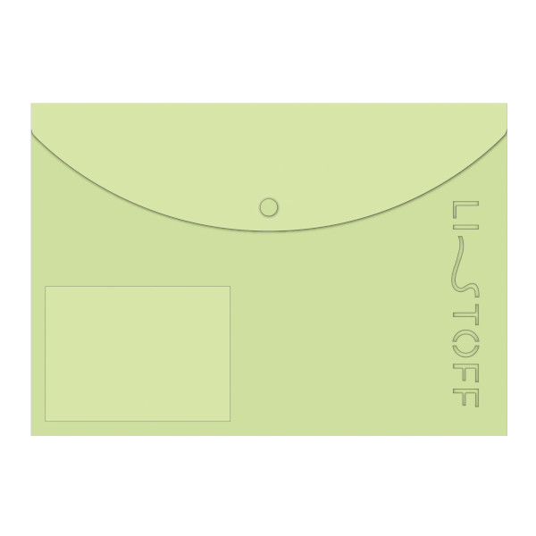 Папка-конверт на кнопке А4, 1отд., 180мкм, салатовый, 2 наклад.карм. "Style 2" ПКП40291 Listoff
