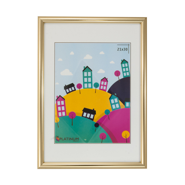 Фоторамка 21*30 пластик, багет 13мм, золото, вставка стекло "Палитра" Platinum