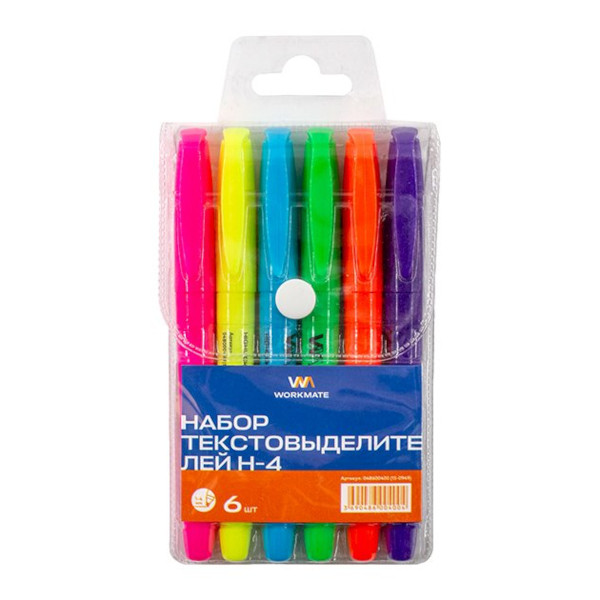 Набор текстовыделителей 6цв Workmate "H-4" роз.желт.зел.гол.оранж.фиол/скош/1-4мм 15-0949