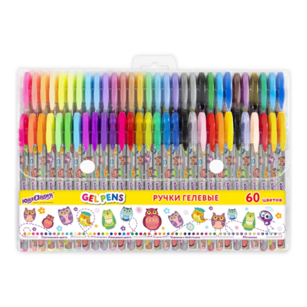 Набор гелевых ручек Юнландия "Candy" 60шт/60цв, 1,0мм 144452