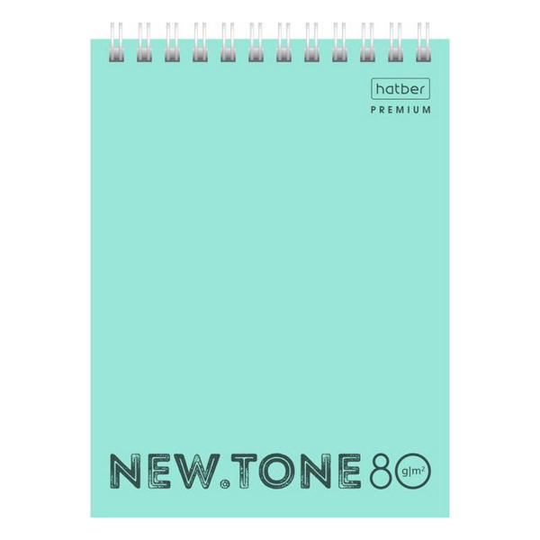 Блокнот А6 80л "NEWtone Pastel" клетка, гребень, пластик.обл., мятный 80Б6A1гр_05039 Hatber