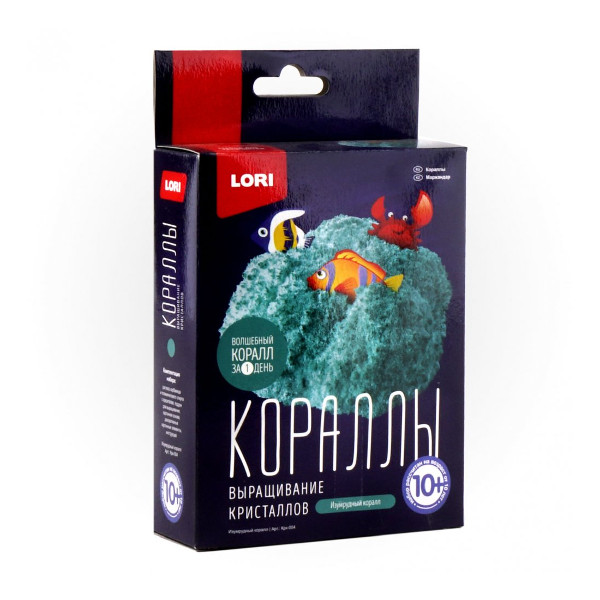 Набор для творчества Lori Выращивание кристаллов "Изумрудный коралл" карт.уп. Крк-004