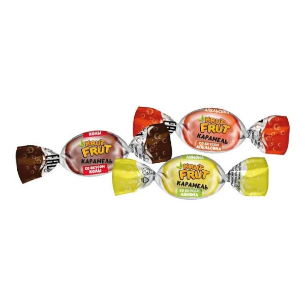 Карамель леденцовая "KrutFrut" с шипучей начинкой кола, апельсин, лимон 1000гр РВК758 КДВ