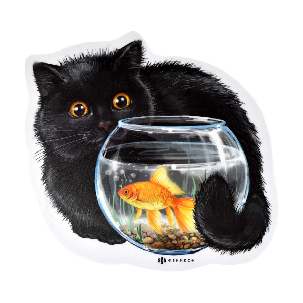 Коврик для мыши "ЧЁРНЫЙ КОТ" 210*200мм арт.53070 Феникс+