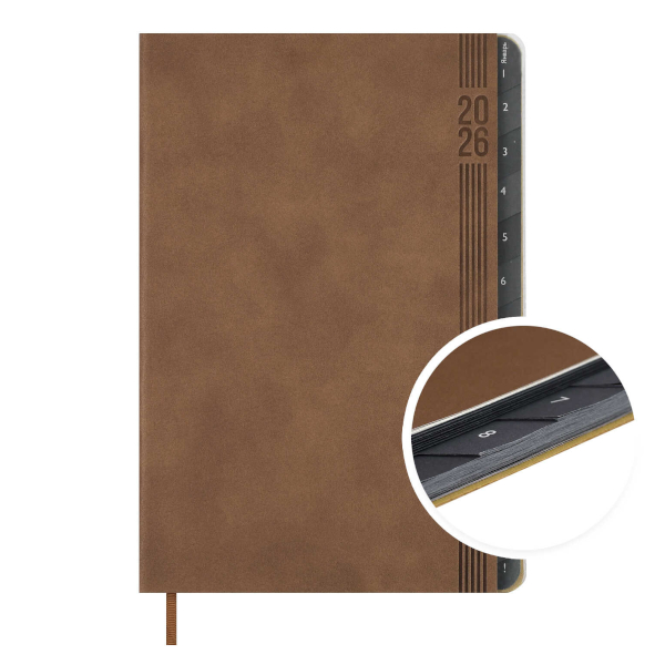 Еженедельник А5 2026 Escalada "Буйвол" интегр.обл., иск.кожа, сшивка, бежевый 70336