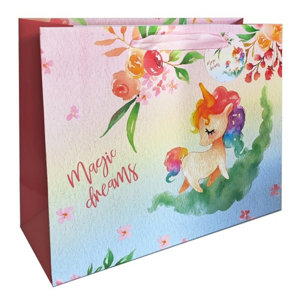 Пакет бумажный 26*32*12см "Волшебные единороги" GB-001-M Полином