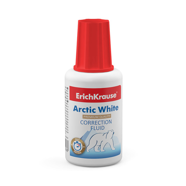 Корректор 20мл Erich Krause "Arctic White" на спиртовой основе, с кисточкой ЕК6