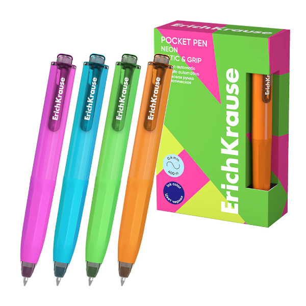 Ручка шар. автомат. 0,5мм, синий, ассорти корп. "Poсket Pen" 63686 Erich Krause