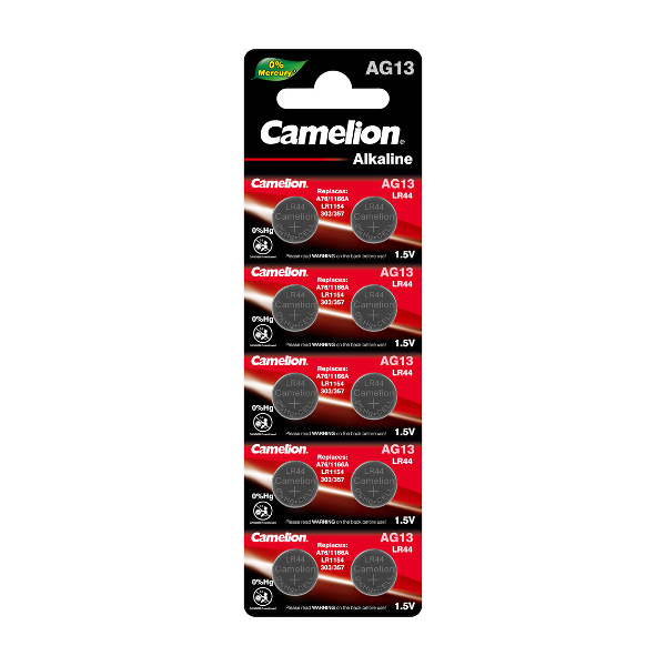 Батарейка Camelion AG13 (357A/LR44/А76/AG13) BL10 щелочной диск 1шт