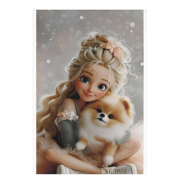 Блокнот А6 40л "Принцесса и шпиц" клетка, скоба, мягк.обл., картон 72950 Феникс+