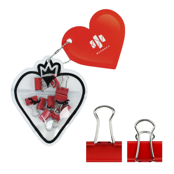 Зажим 25мм красный "Кокетливое сердечко" 71500 (1уп*10шт) Феникс+