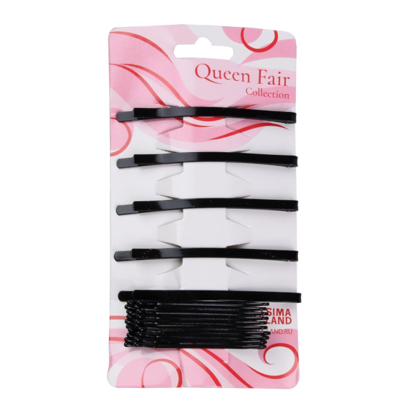 Невидимка для волос 5см/7см, черный (5+10шт) 1178070 Queen fair