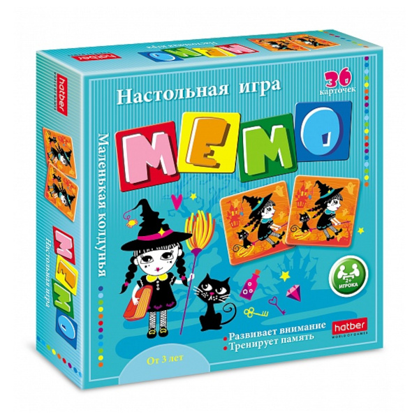 Игра настольная "МЕМО. Маленькая колдунья" 36 карточек, карт. короб. 36ИнМ_29993 Hatber