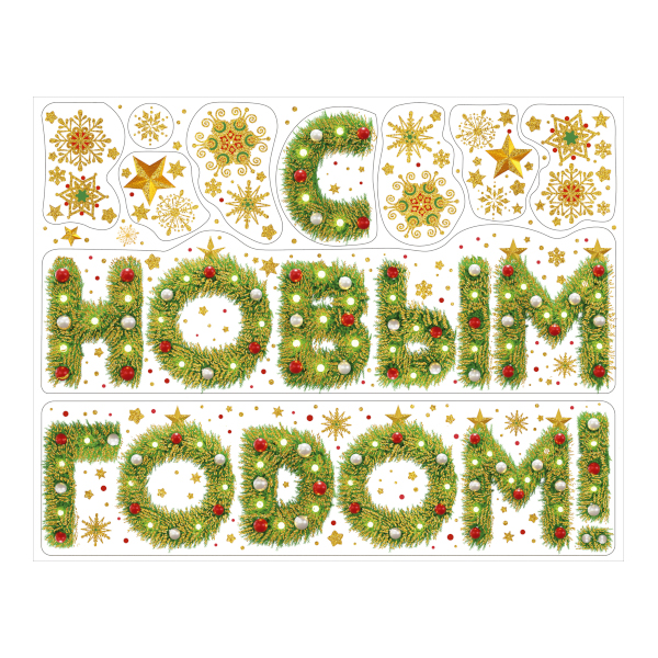 Новогоднее оконное украшение "С Новым годом. Еловые ветки" 30*38см, ПВХ 90284 Феникс-Презент.