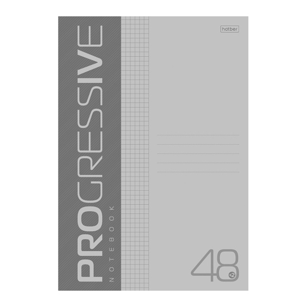 Тетрадь 48л А4 клетка "Progressive" пластик, серый 48Т4В1 Hatber
