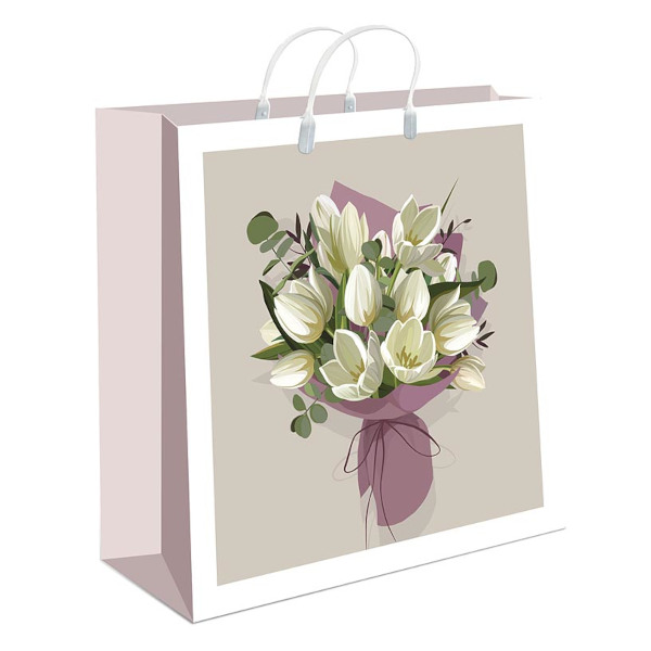 Пакет пластиковый 30*30*9см "Белые тюльпаны" 0426.395 Арт Дизайн