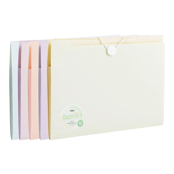 Папка на резинке А4, 8отд., ассорти "Colorful" EF615 Deli