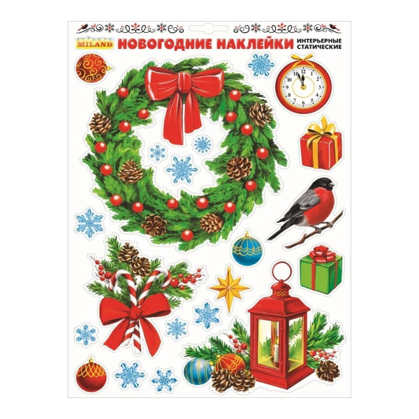 Наклейки декоративные "Еловый венок" 30*40см НУ-6884 Миленд
