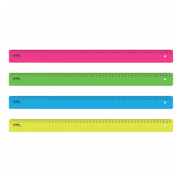 Линейка 50см, пластик, ассорти "Neon" ЛН-31443 СТАММ