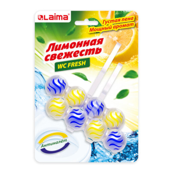 Блок туалетный Laima "Лимонная Свежесть 3 в 1" 2*50г 608992