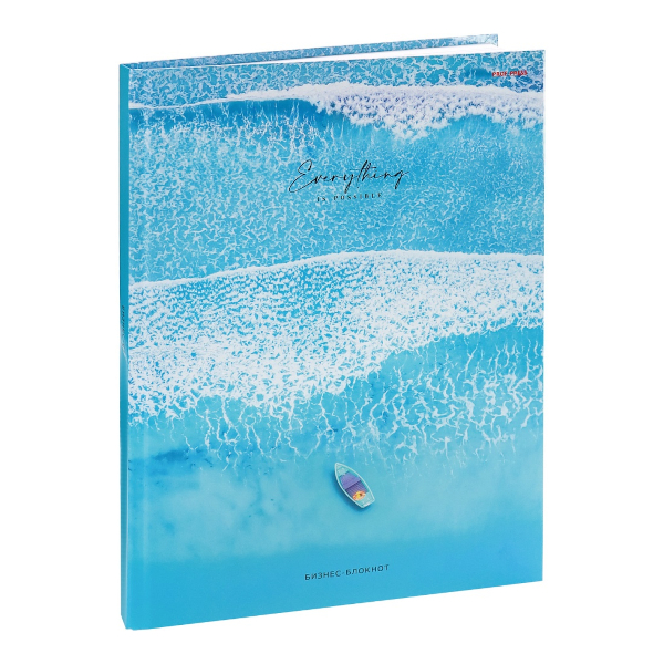 Блокнот А4 160л "Лодка и прибой" клетка, сшивка, тв.обл., 7БЦ, рисунок Б160-1360 Проф Пресс