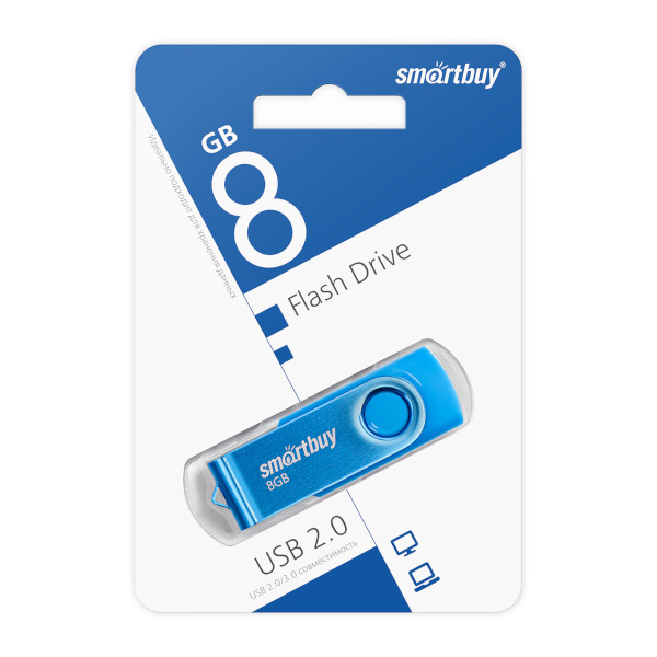 Память Flash Drive 8GB USB 2.0 Smartbuy Twist синий