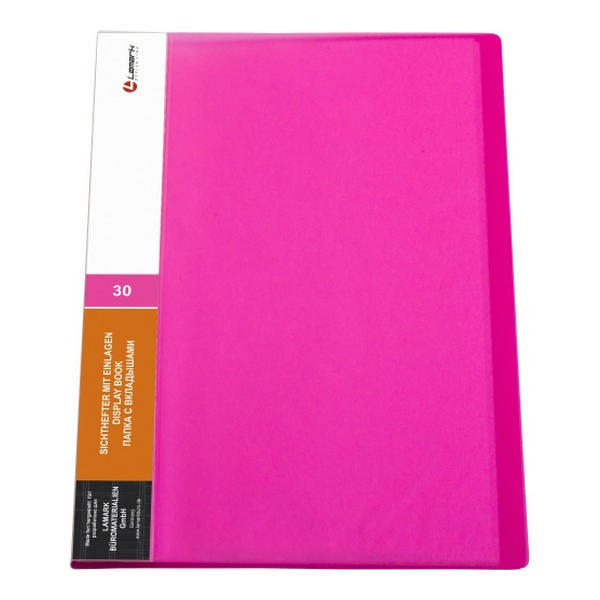 Папка 30 файлов А4, 20мм, 600мкм, карман корешок, розовая "Неон" DB0034-IMRD Lamark