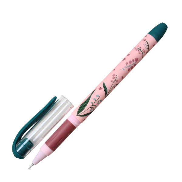 Ручка гелевая 0,7мм, черный, грип., рисунок на корп. "Garden. Розовый" BSGP001-08-case Be Smart
