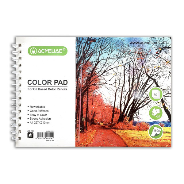 Скетчбук А4 30л ACMELIAE "Color pad. Для карандашей" тв. обл., 160гр/м2 44024