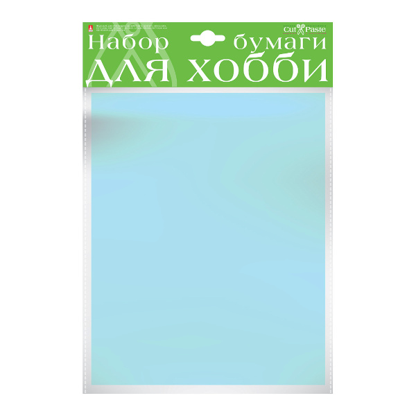 Бумага цветная крашенная в массе А4 двустор 10л/1цв, пакет, 110г/м2, нежно-голуб 2-065/12 HOBBY TIME