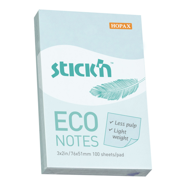 Липкий блок Stick`n "ECO" 51*76мм, 100л., пастель голубой 21743