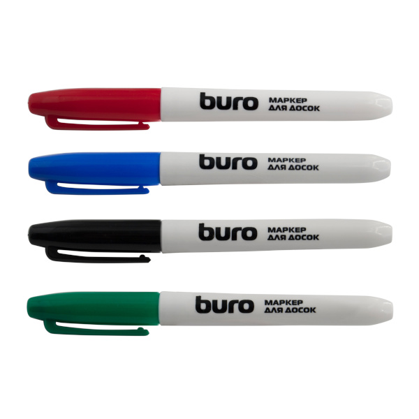 Набор маркеров для доски 2,5мм, спирт.осн., пулевид., ассорти 4шт 1487363 Buro